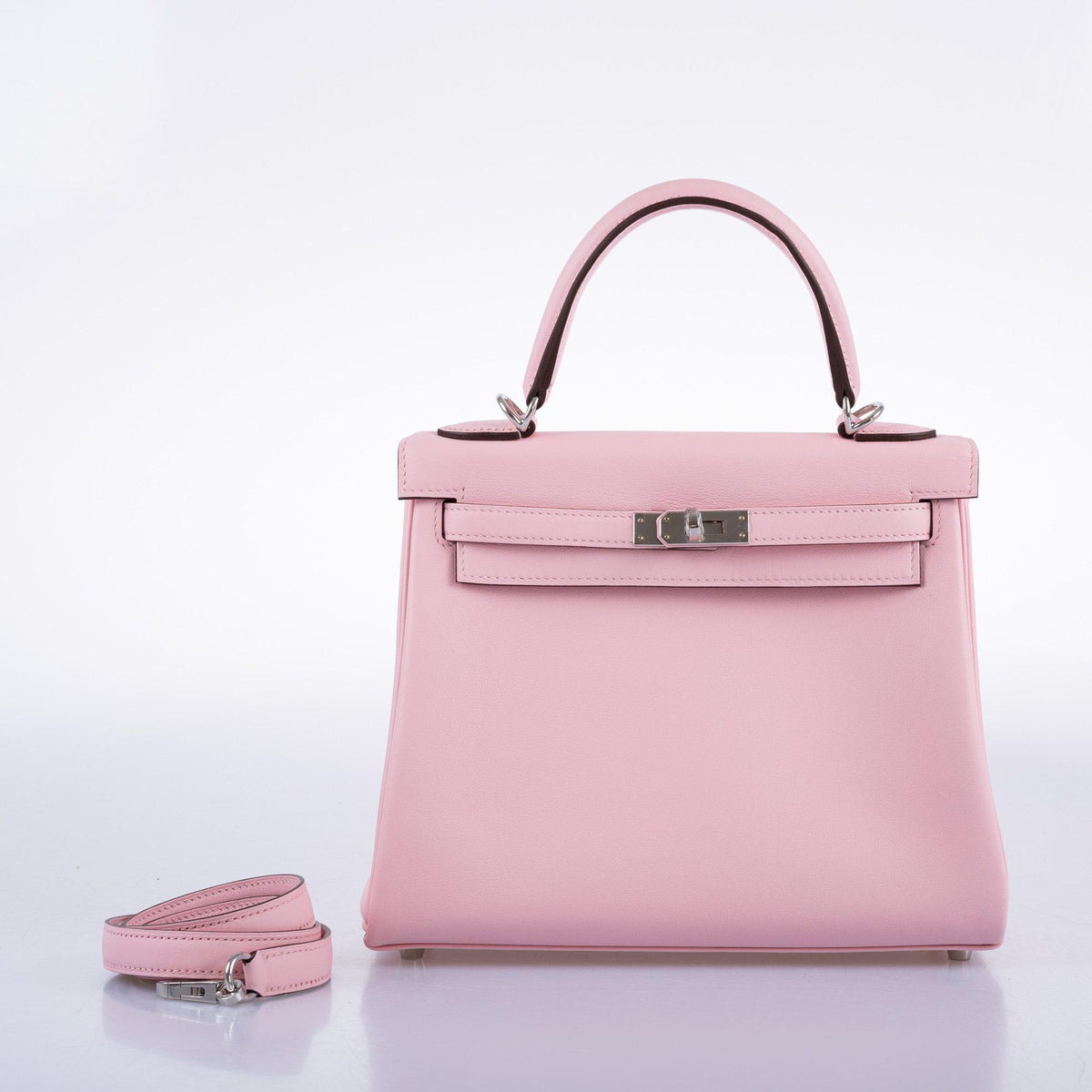 Hermes Kelly 25 Retourne Rose Sakura Swift leather Palladium Hardware Hermes