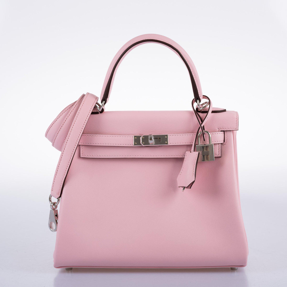 Hermes Kelly 25 Retourne Rose Sakura Swift leather Palladium Hardware Hermes