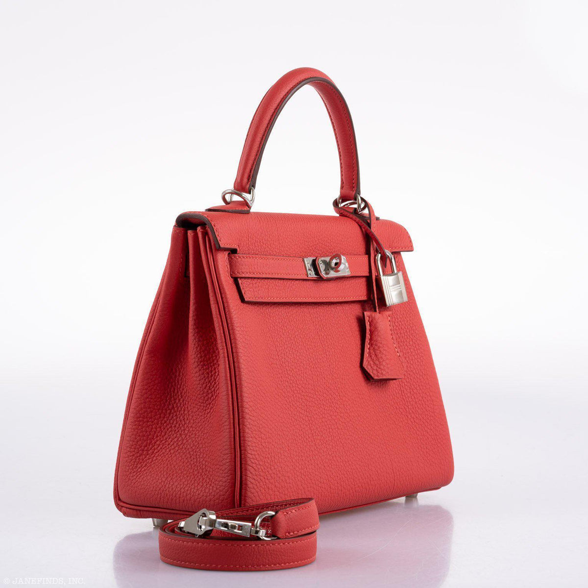 Hermes Kelly 25 Retourne Rouge Pivoine Togo Palladium Hardware Hermes