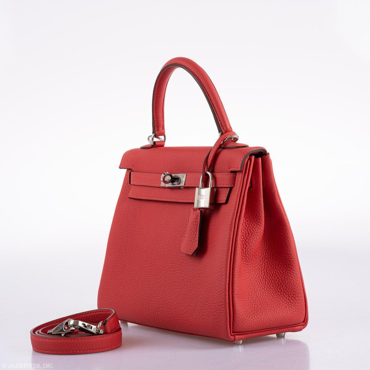 Hermes Kelly 25 Retourne Rouge Pivoine Togo Palladium Hardware Hermes