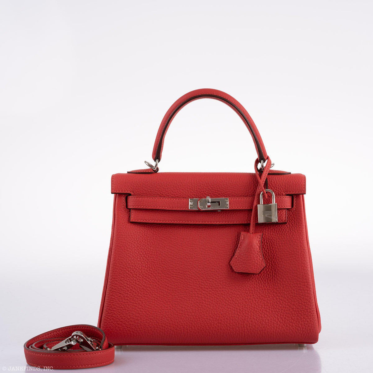 Hermes Kelly 25 Retourne Rouge Pivoine Togo Palladium Hardware Hermes