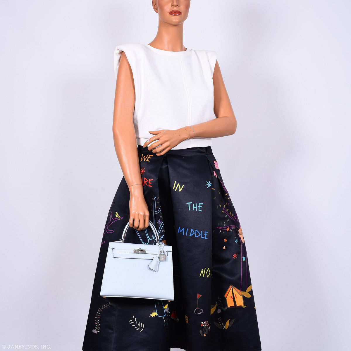 Hermes Kelly 25 Sellier Blue Brume Epsom Palladium Hardware Hermes