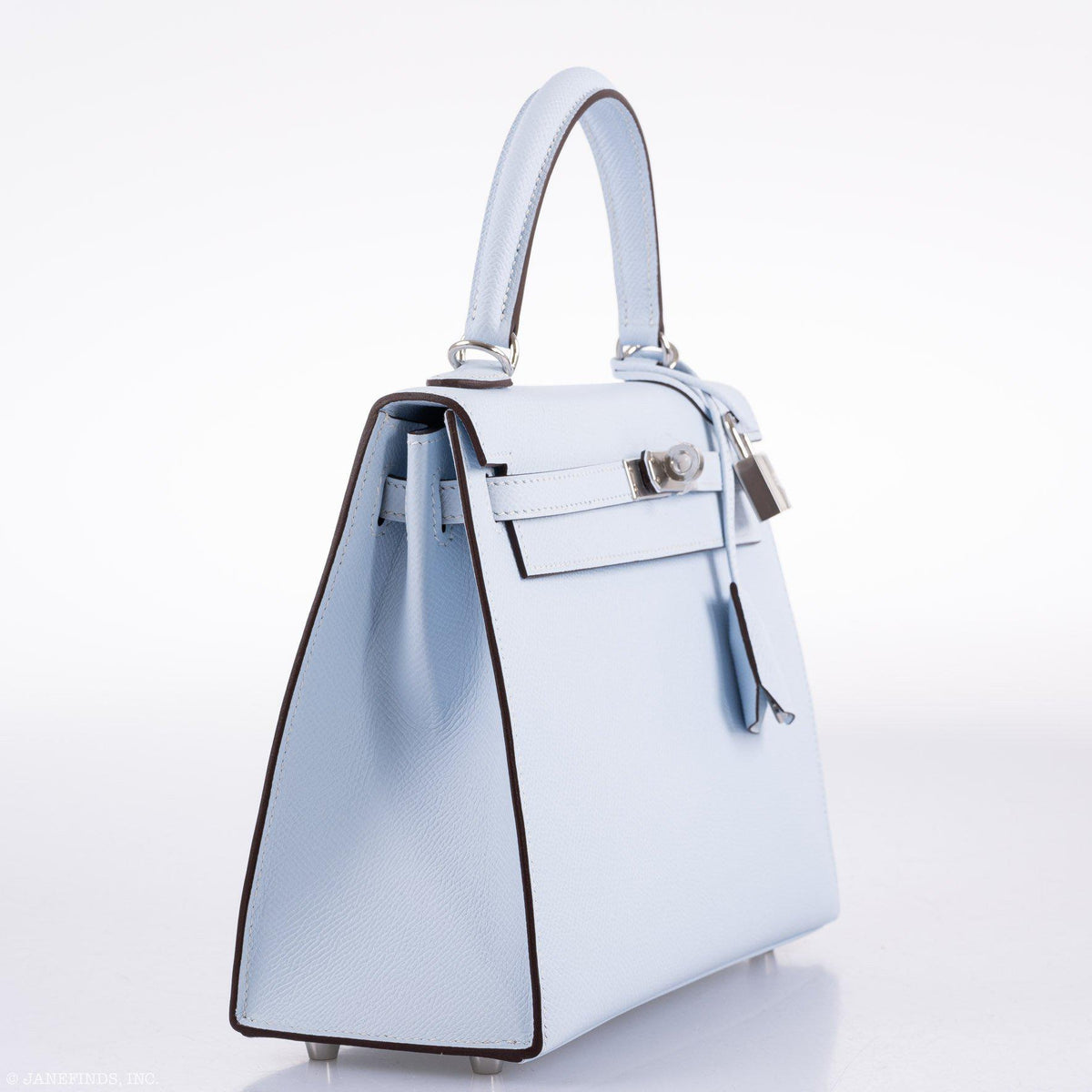 Hermes Kelly 25 Sellier Blue Brume Epsom Palladium Hardware Hermes