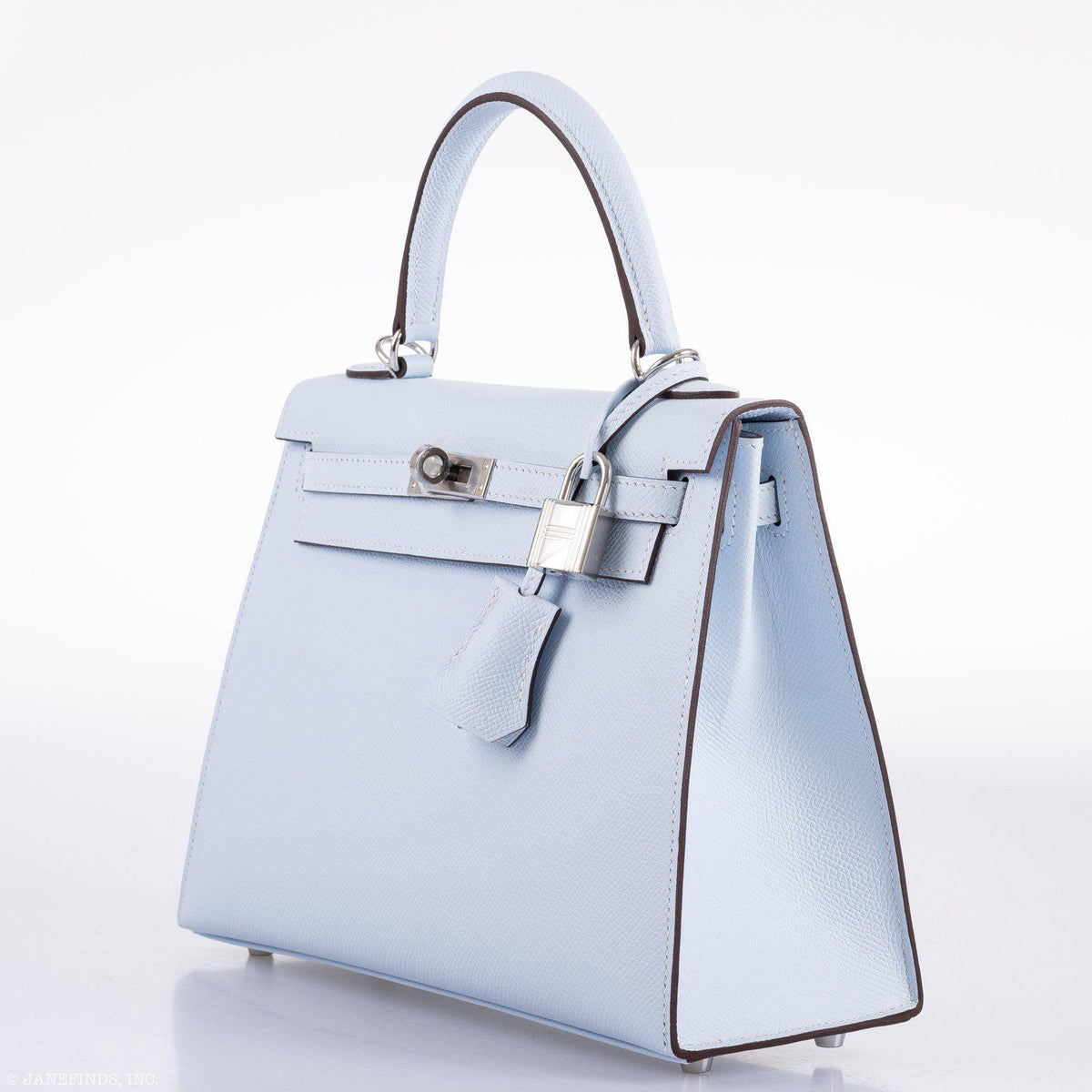 Hermes Kelly 25 Sellier Blue Brume Epsom Palladium Hardware Hermes
