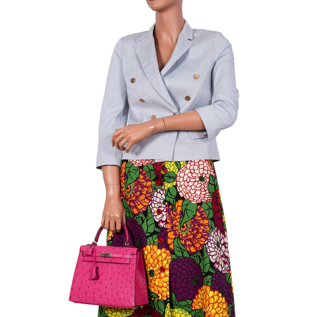 Hermes Kelly 25 Sellier Rose Tyrien Ostrich with Palladium Hardware Hermes