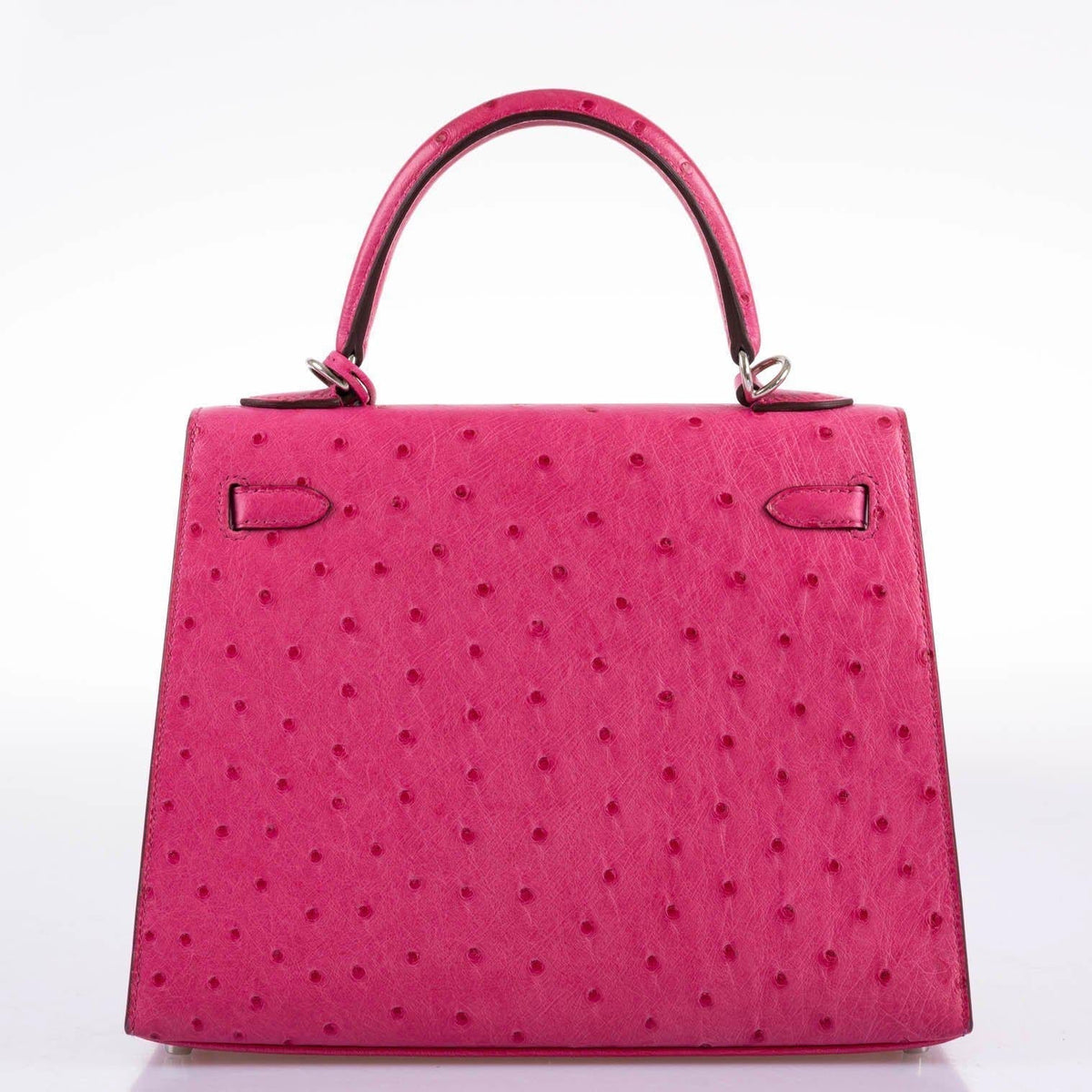 Hermes Kelly 25 Sellier Rose Tyrien Ostrich with Palladium Hardware Hermes