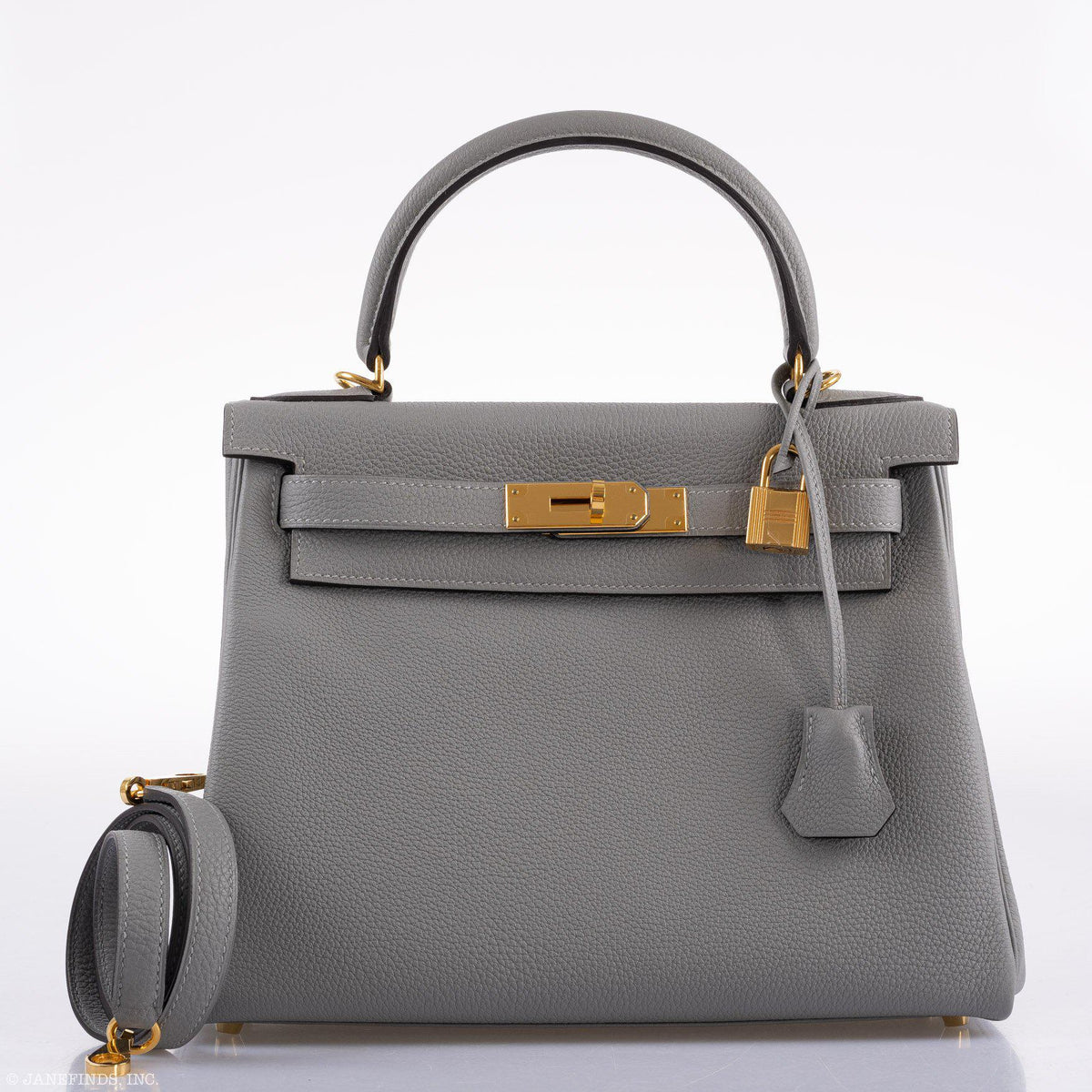 Hermes Kelly 28 HSS Retourne Gris Mouette Togo & Black Interior Gold Palladium Hardware Hermes