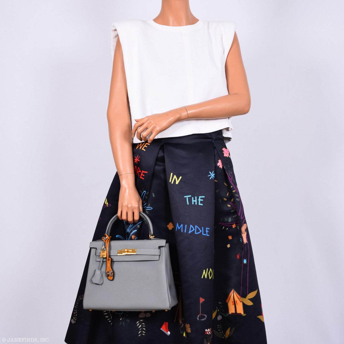 Hermes Kelly 28 HSS Retourne Gris Mouette Togo & Black Interior Gold Palladium Hardware Hermes