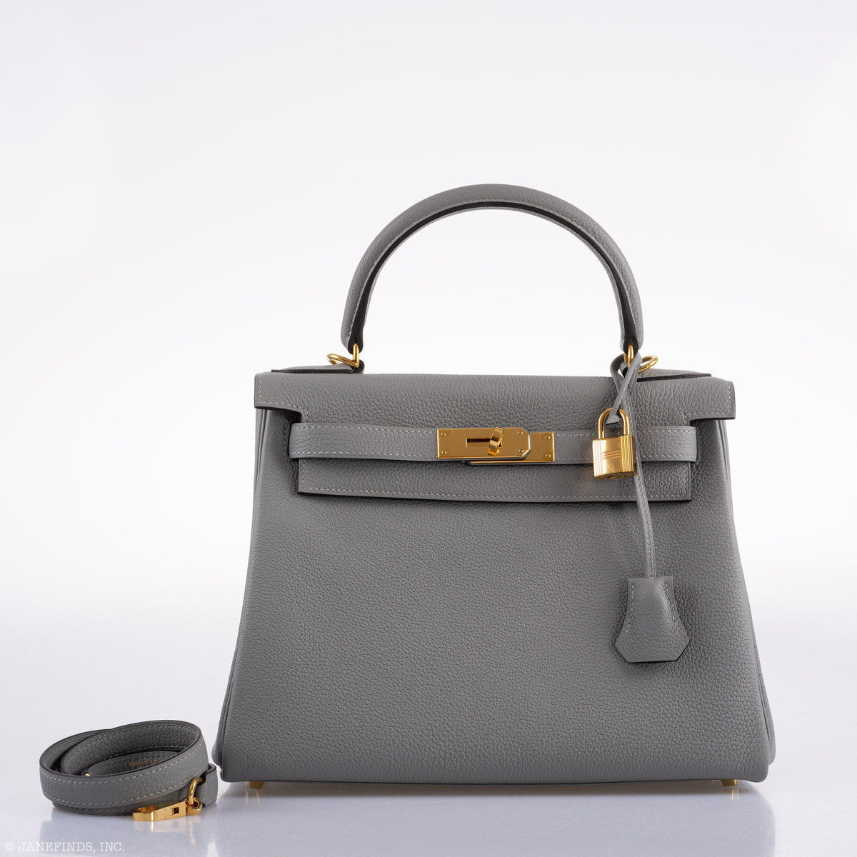 Hermes Kelly 28 HSS Retourne Gris Mouette Togo & Black Interior Gold Palladium Hardware Hermes