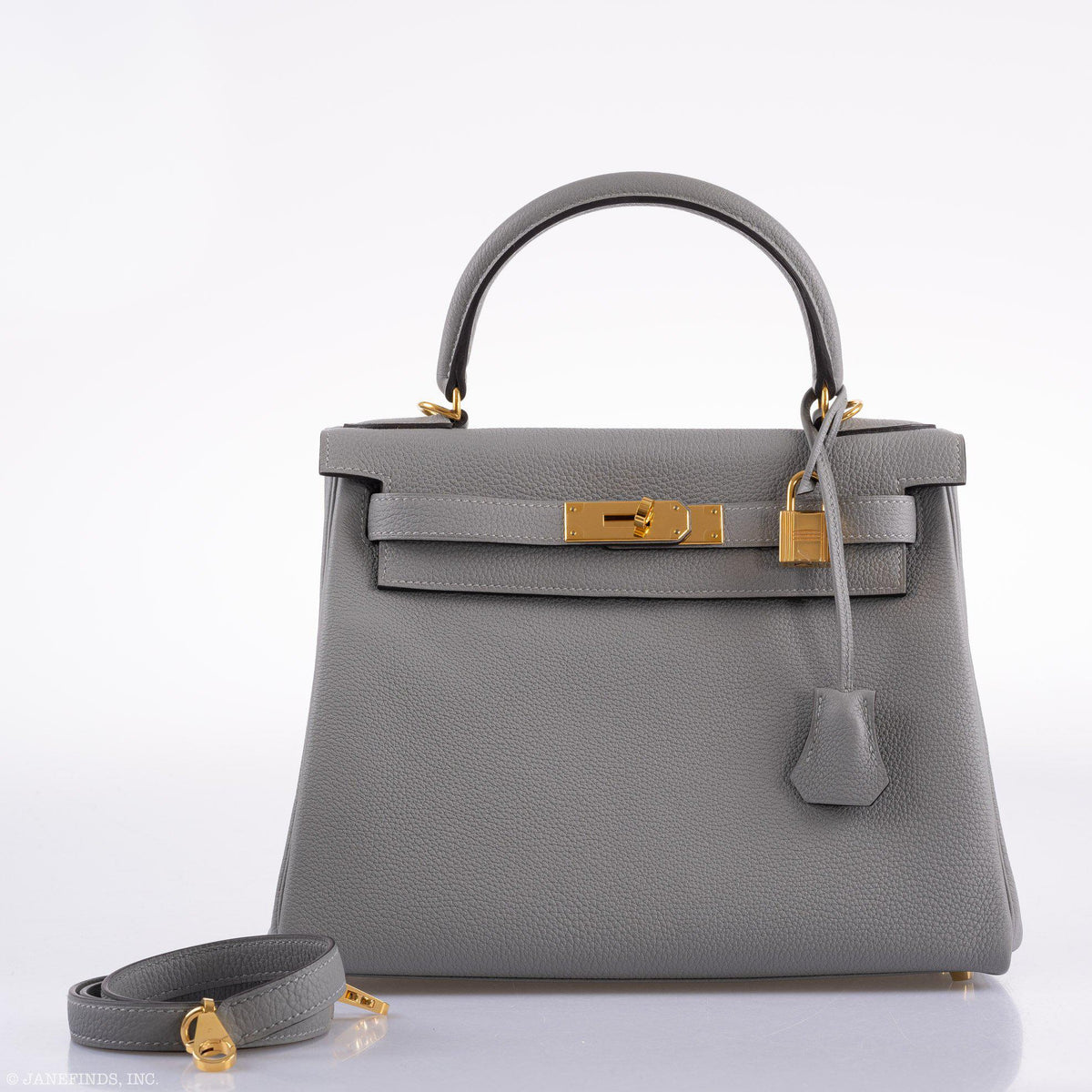Hermes Kelly 28 HSS Retourne Gris Mouette Togo & Black Interior Gold Palladium Hardware Hermes