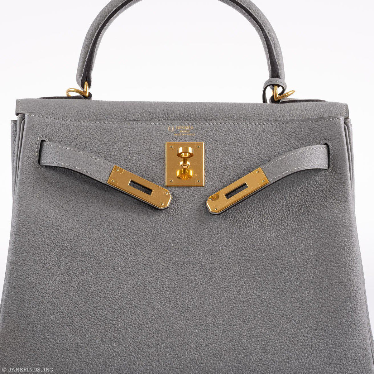 Hermes Kelly 28 HSS Retourne Gris Mouette Togo & Black Interior Gold Palladium Hardware Hermes