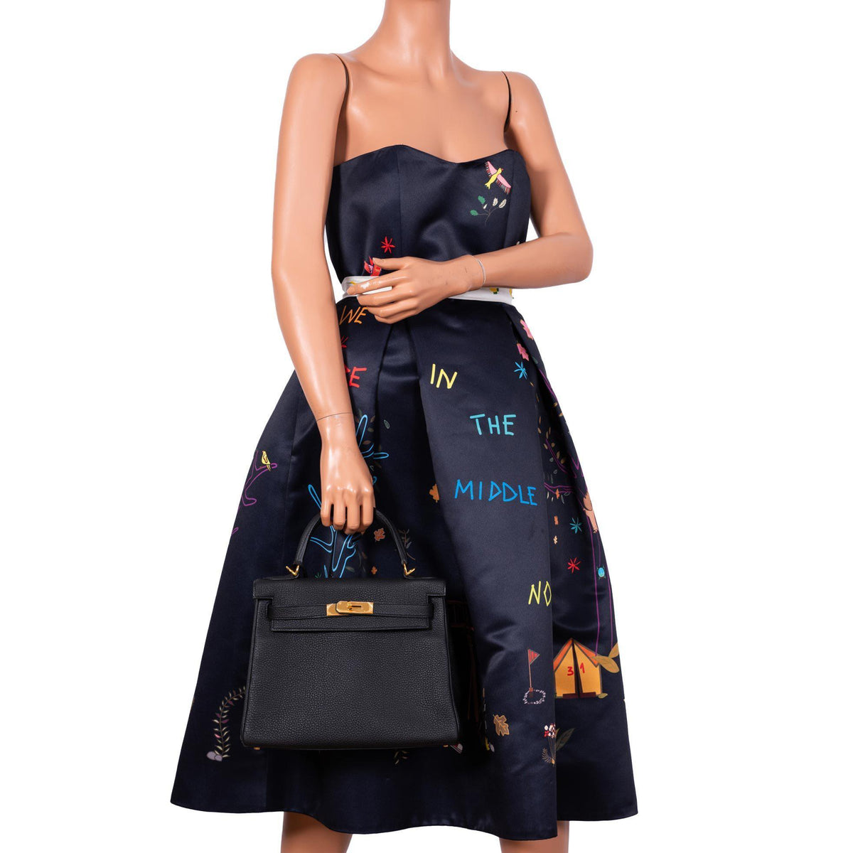 Hermes Kelly 28 Retourne Black Togo with Gold Hardware Hermes