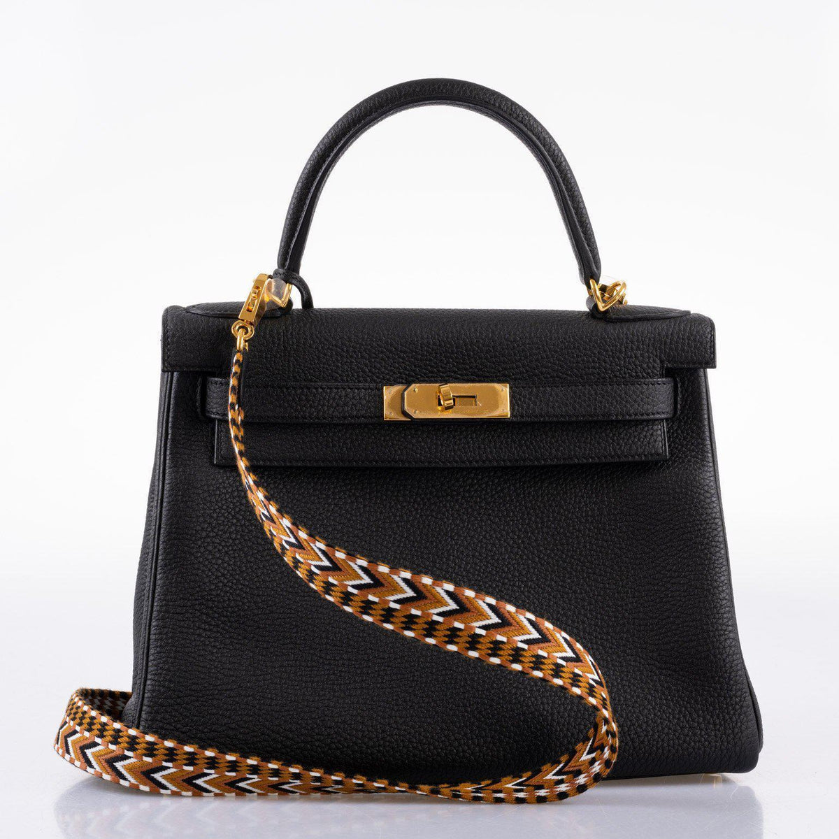 Hermes Kelly 28 Retourne Black Togo with Gold Hardware Hermes