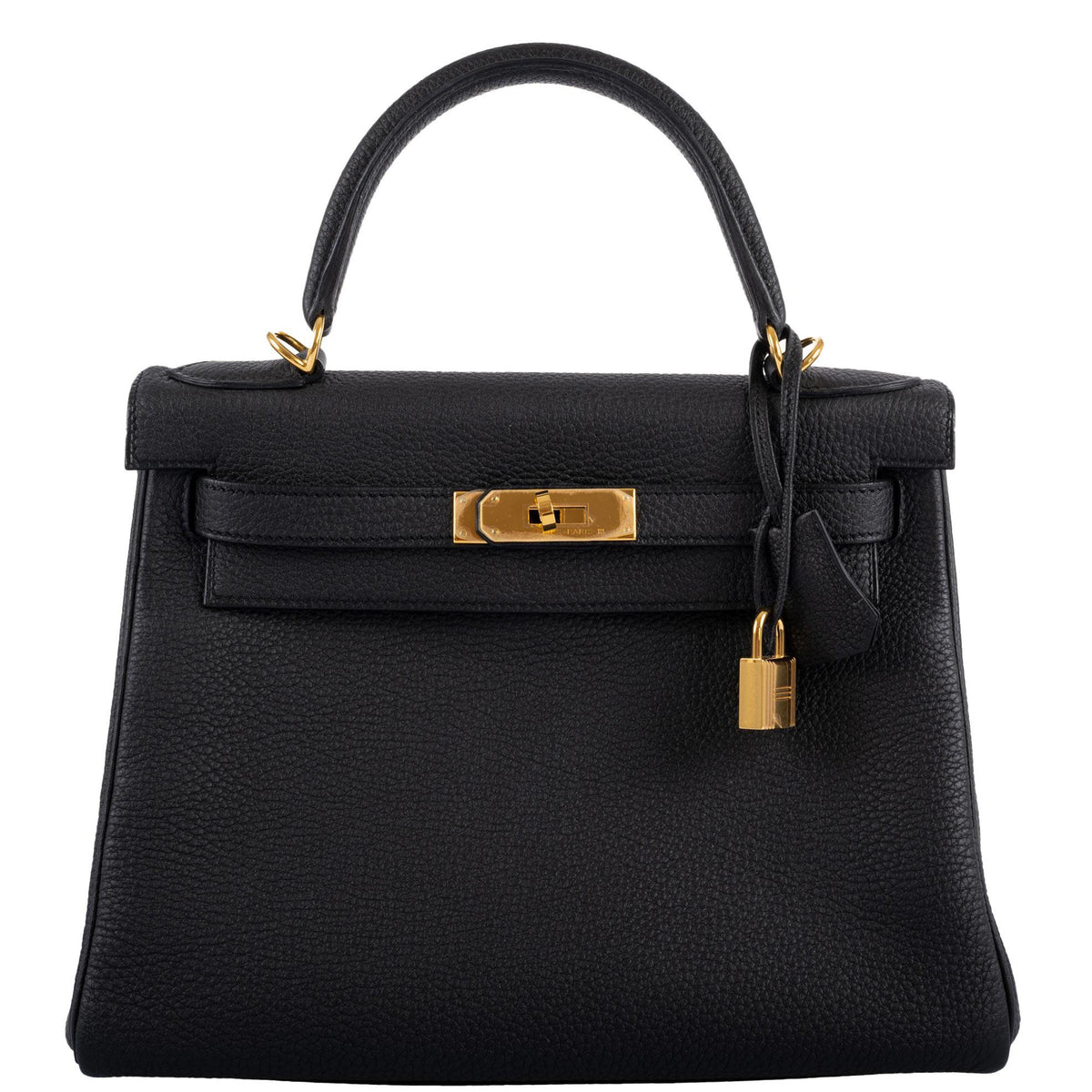 Hermes Kelly 28 Retourne Black Togo with Gold Hardware Hermes