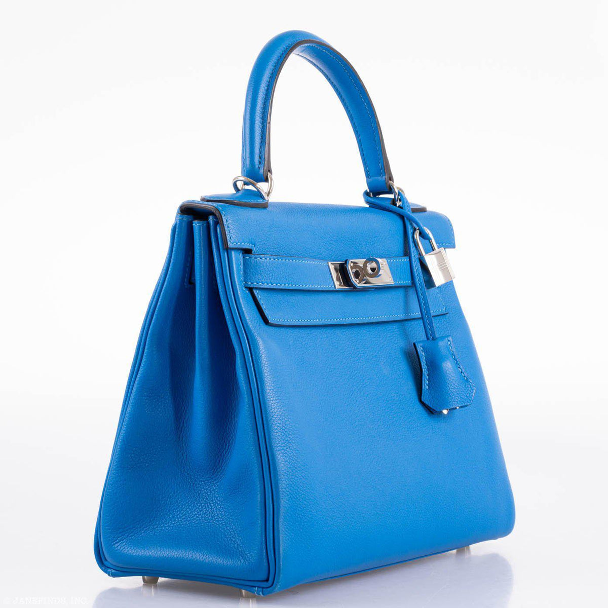 Hermes Kelly 28 Retourne Blue Hydra Evercolor leather Palladium Hardware Hermes
