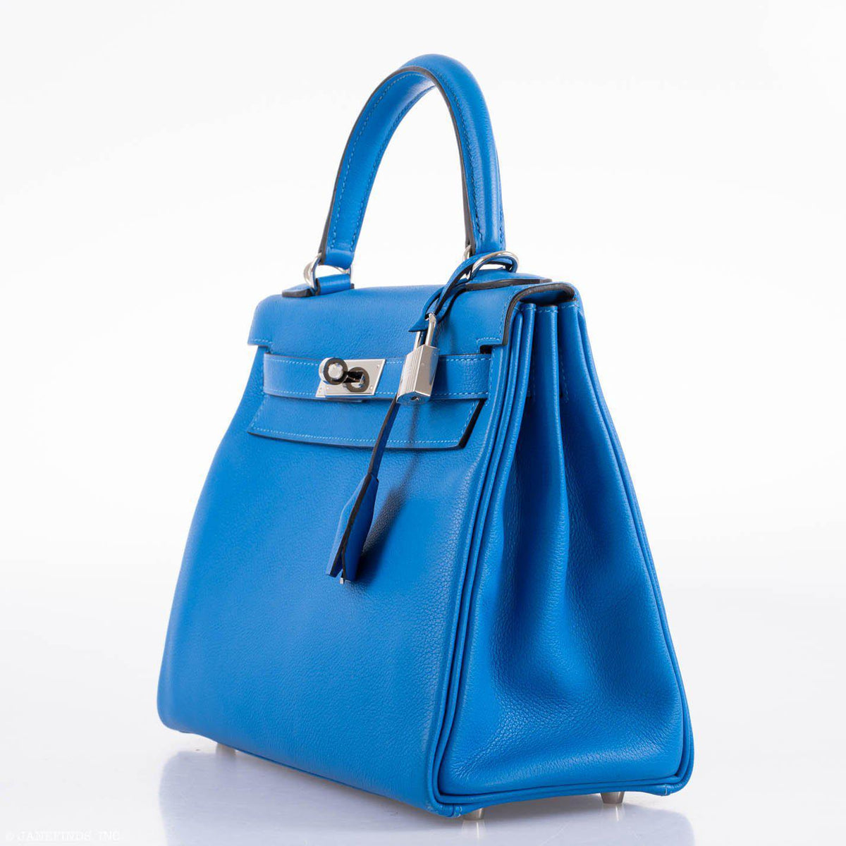 Hermes Kelly 28 Retourne Blue Hydra Evercolor leather Palladium Hardware Hermes
