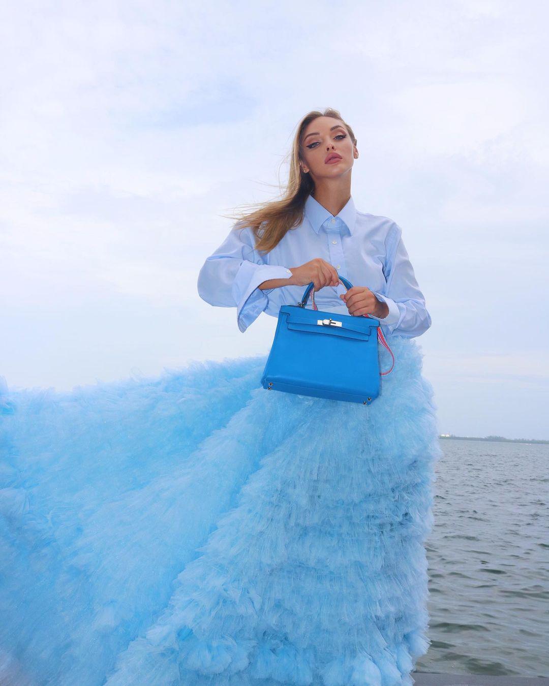Hermes Kelly 28 Retourne Blue Hydra Evercolor leather Palladium Hardware Hermes