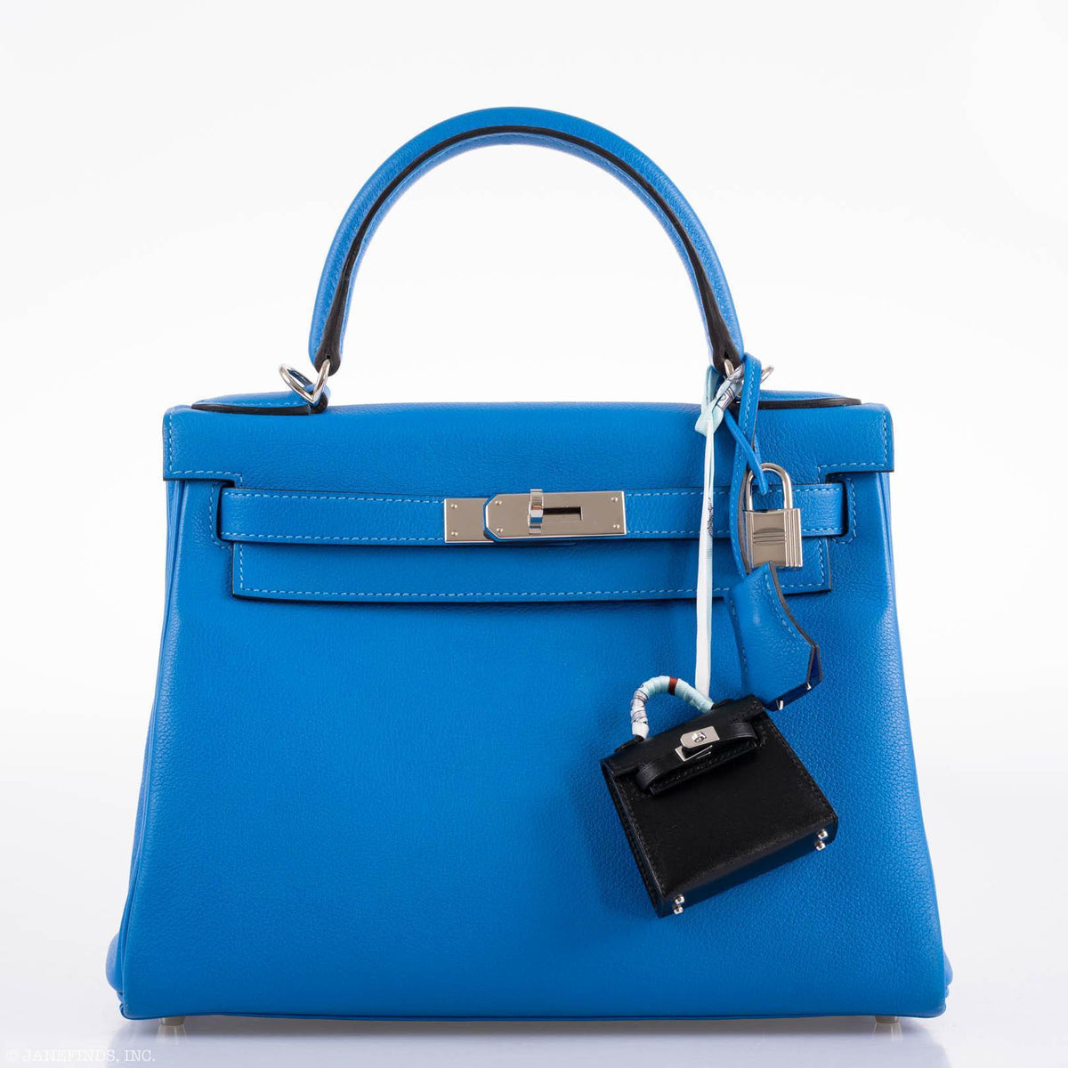 Hermes Kelly 28 Retourne Blue Hydra Evercolor leather Palladium Hardware Hermes