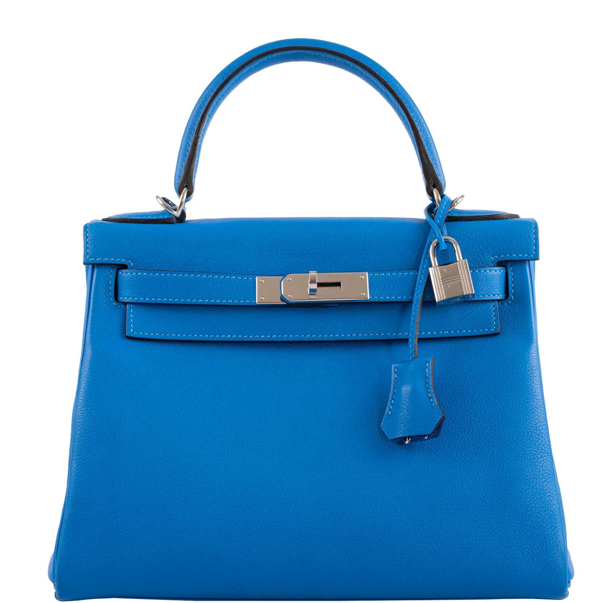 Hermes Kelly 28 Retourne Blue Hydra Evercolor leather Palladium Hardware Hermes