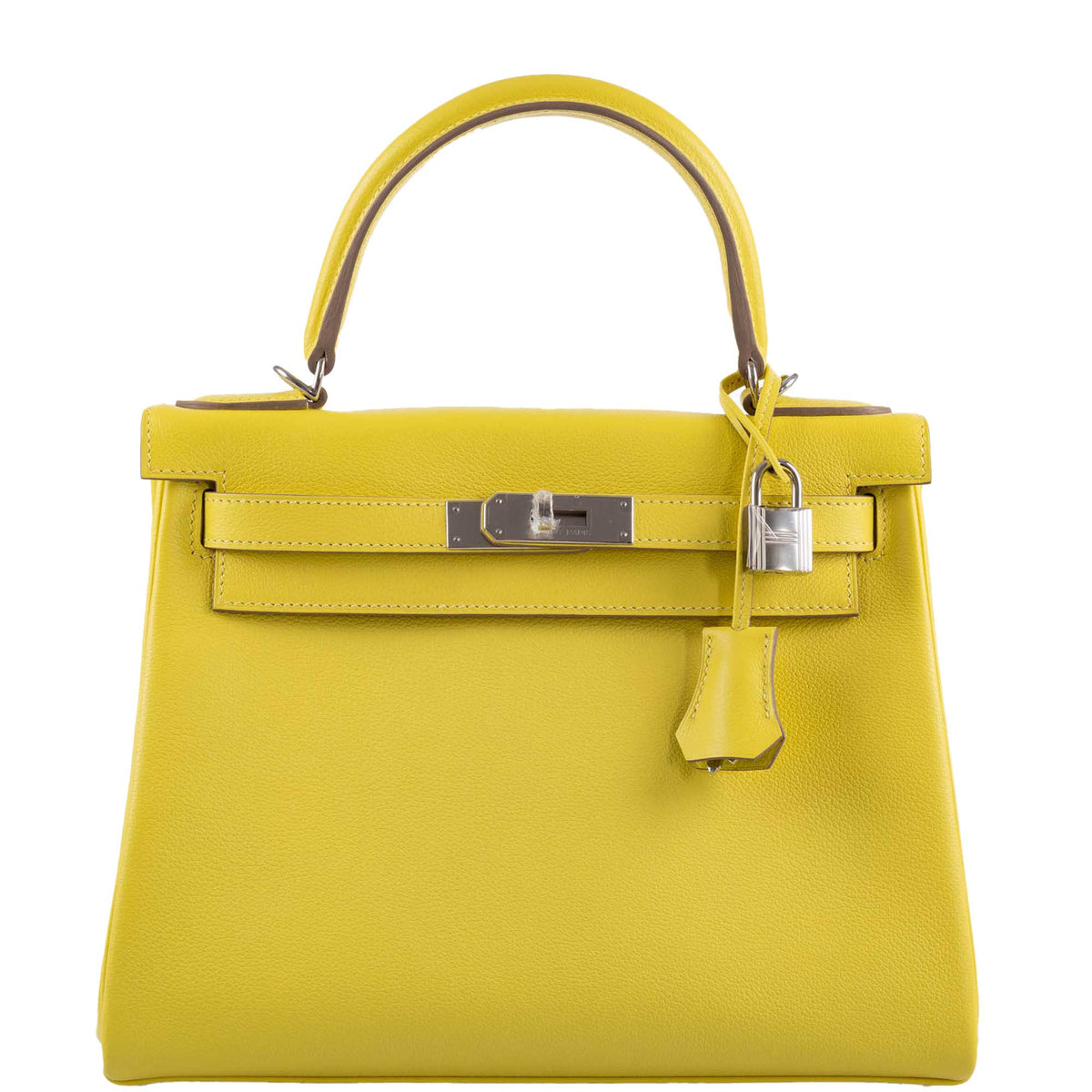 Hermes Kelly 28 Retourne Lime Evercolor leather Palladium Hardware Hermes
