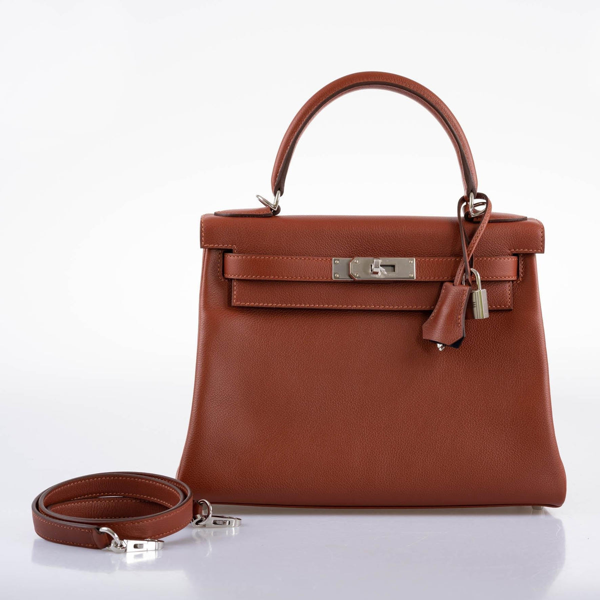 Hermes Kelly 28 Retourne Sienne Verso Deep Blue Evercolor leather with Palladium Hardware Hermes