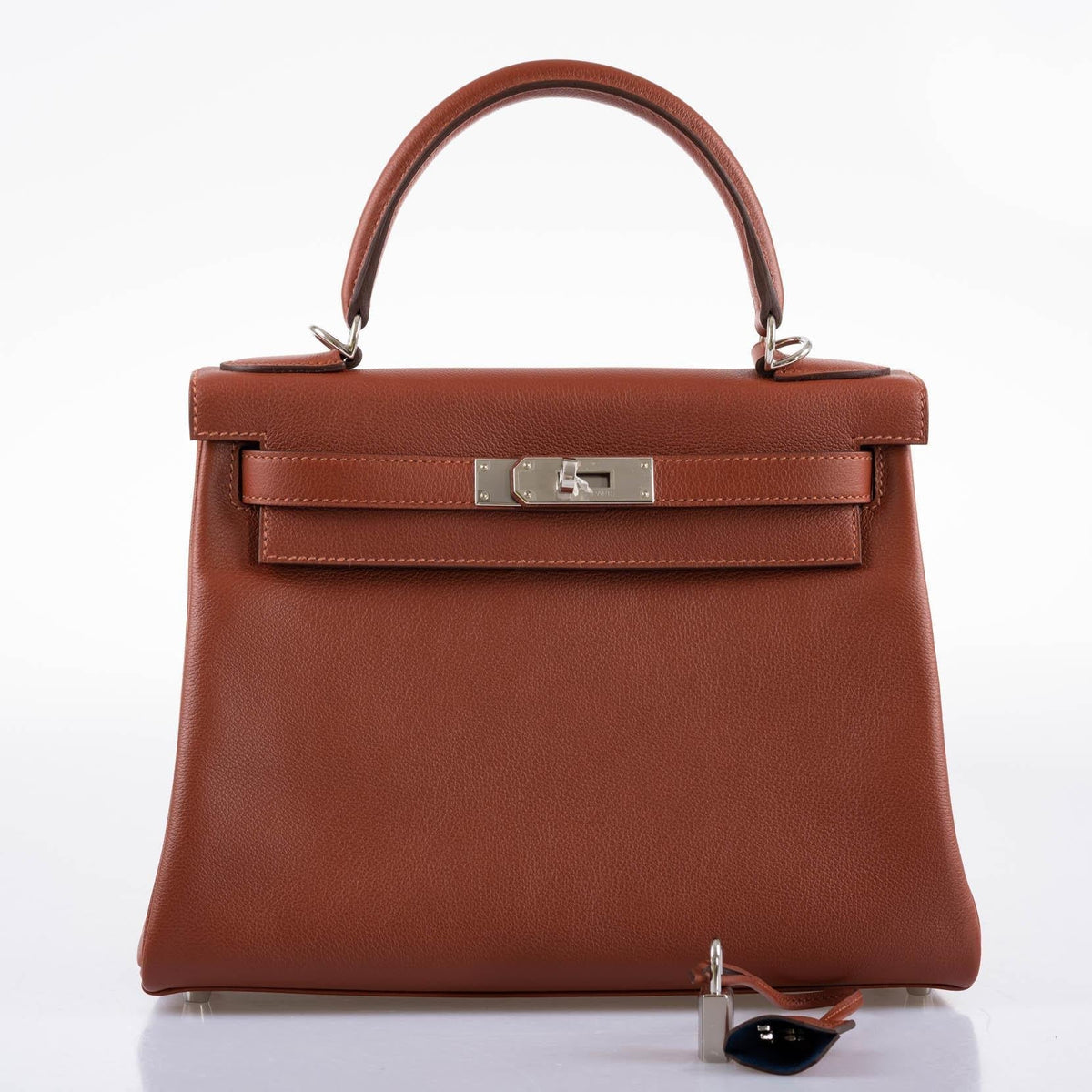 Hermes Kelly 28 Retourne Sienne Verso Deep Blue Evercolor leather with Palladium Hardware Hermes