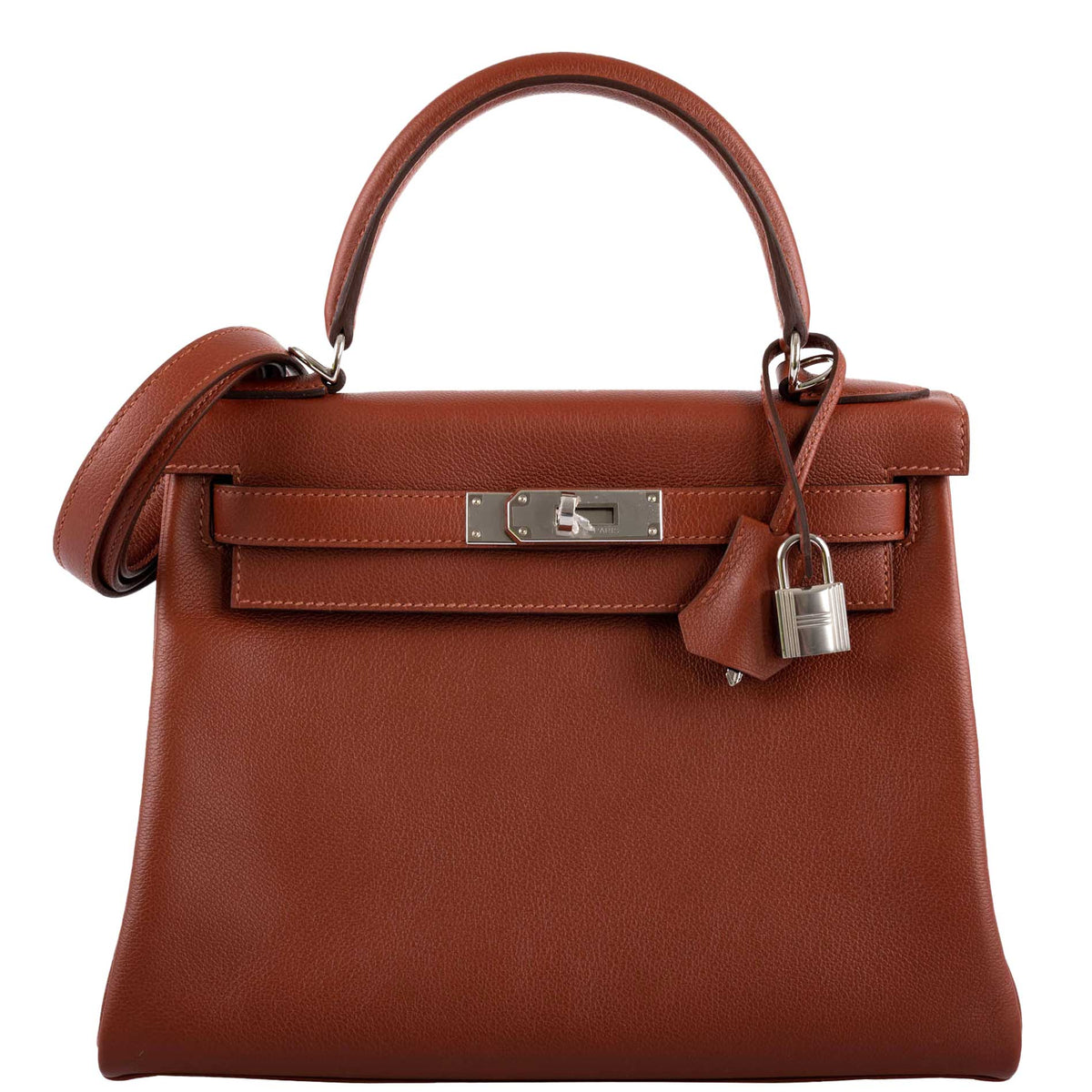 Hermes Kelly 28 Retourne Sienne Verso Deep Blue Evercolor leather with Palladium Hardware Hermes