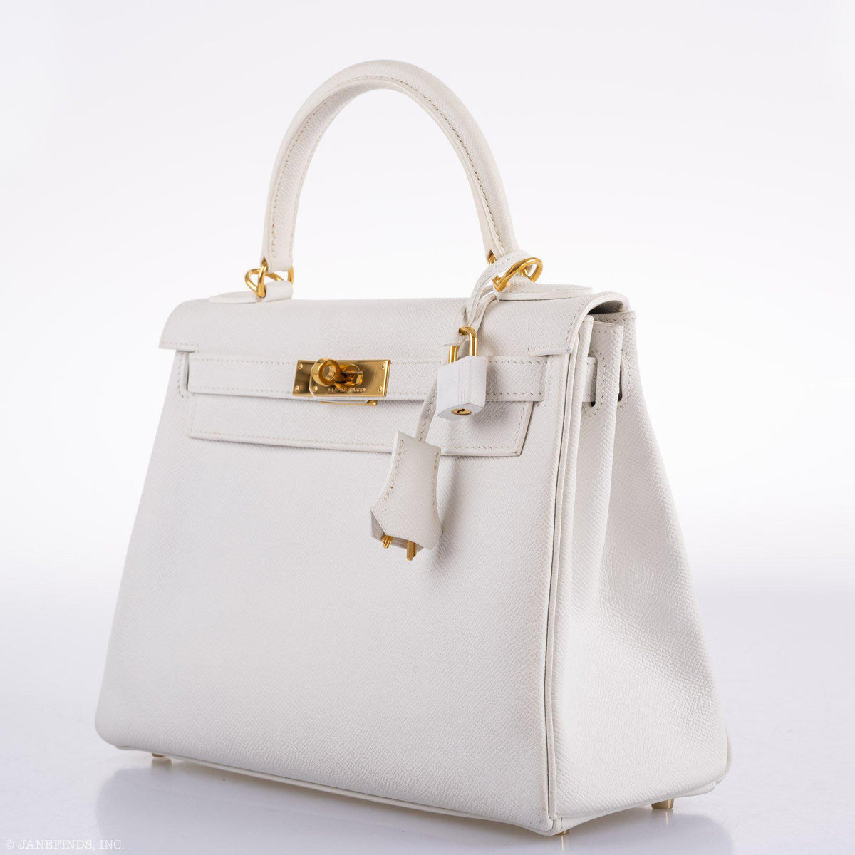 Hermes Kelly 28 Retourne White Epsom with Gold Hardware Hermes