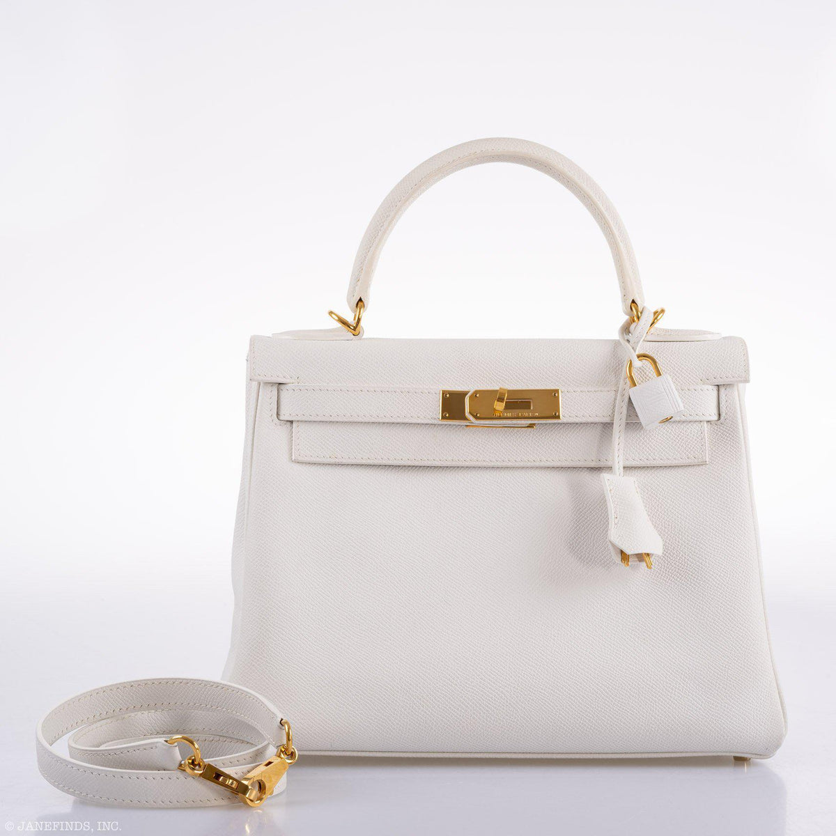 Hermes Kelly 28 Retourne White Epsom with Gold Hardware Hermes