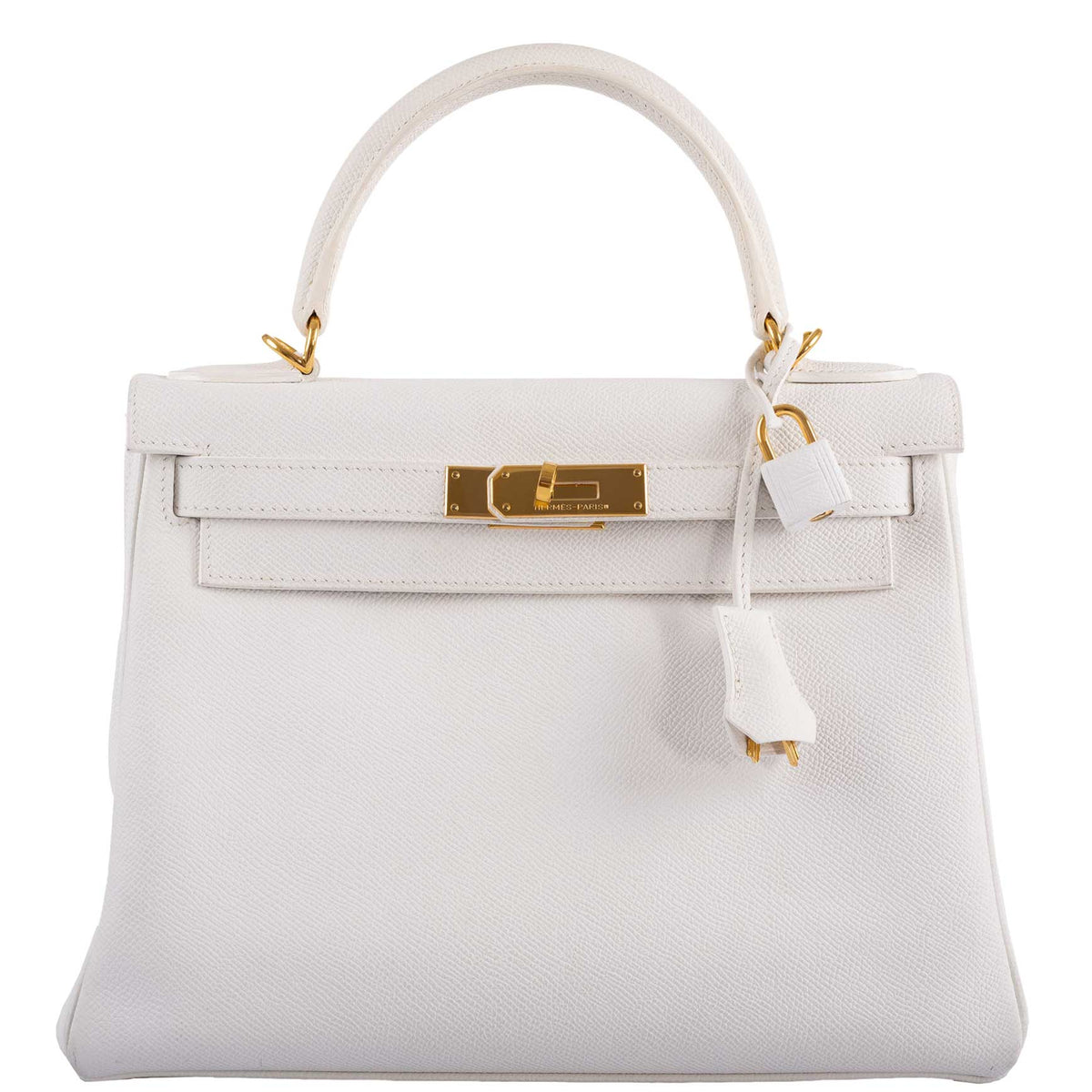 Hermes Kelly 28 Retourne White Epsom with Gold Hardware Hermes