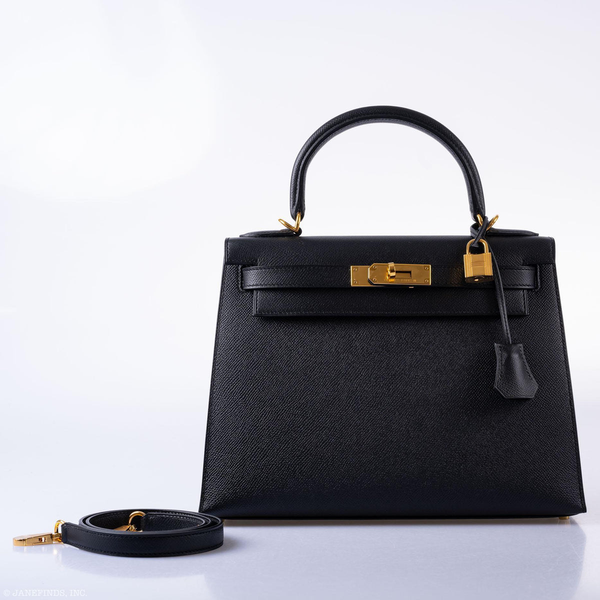 Hermes Kelly 28 Sellier Black Epsom with Gold Hardware Hermes