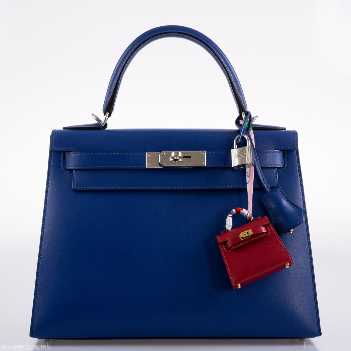 Hermes Kelly 28 Sellier Blue Electric Tadelakt leather Palladium Hardware Hermes