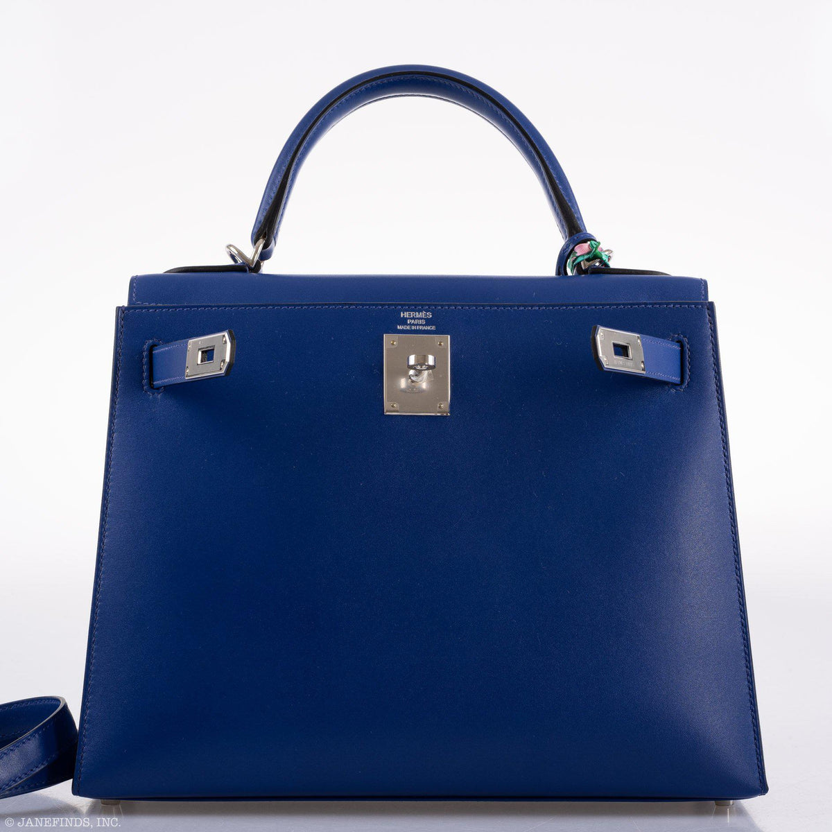 Hermes Kelly 28 Sellier Blue Electric Tadelakt leather Palladium Hardware Hermes