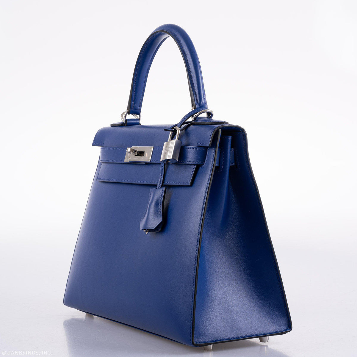 Hermes Kelly 28 Sellier Blue Electric Tadelakt leather Palladium Hardware Hermes