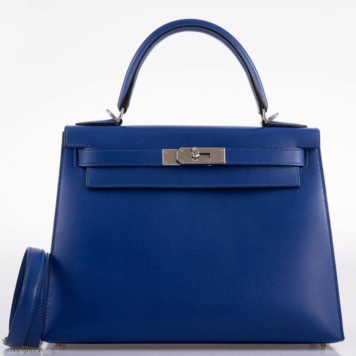 Hermes Kelly 28 Sellier Blue Electric Tadelakt leather Palladium Hardware Hermes