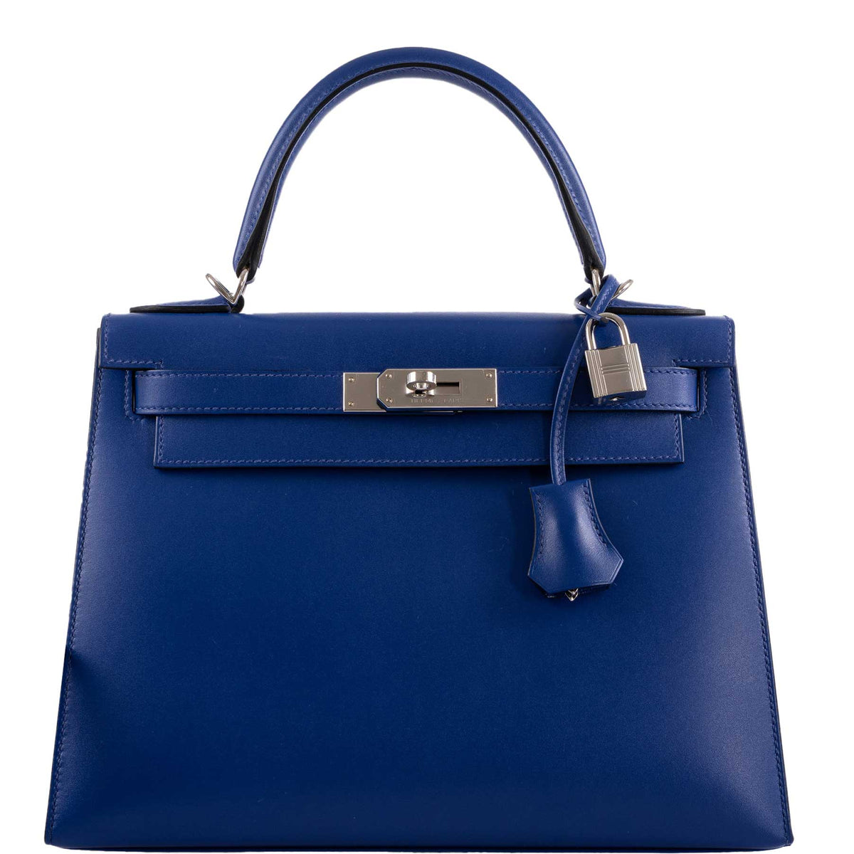 Hermes Kelly 28 Sellier Blue Electric Tadelakt leather Palladium Hardware Hermes