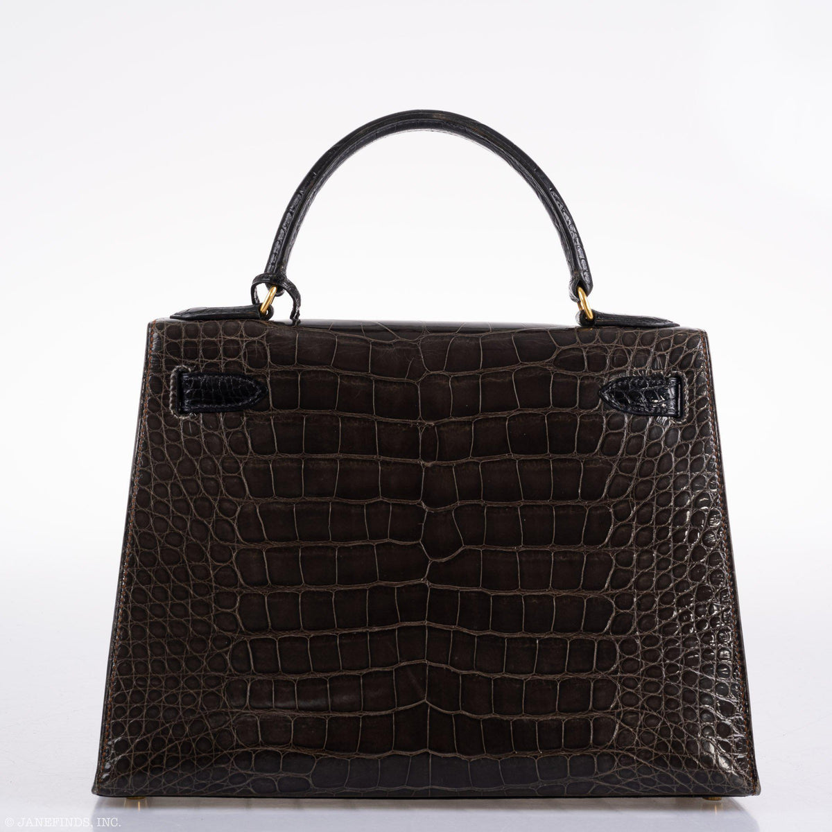 Hermes Kelly 28 Sellier Miel, Graphite & Black Alligator with Gold Hardware Hermes