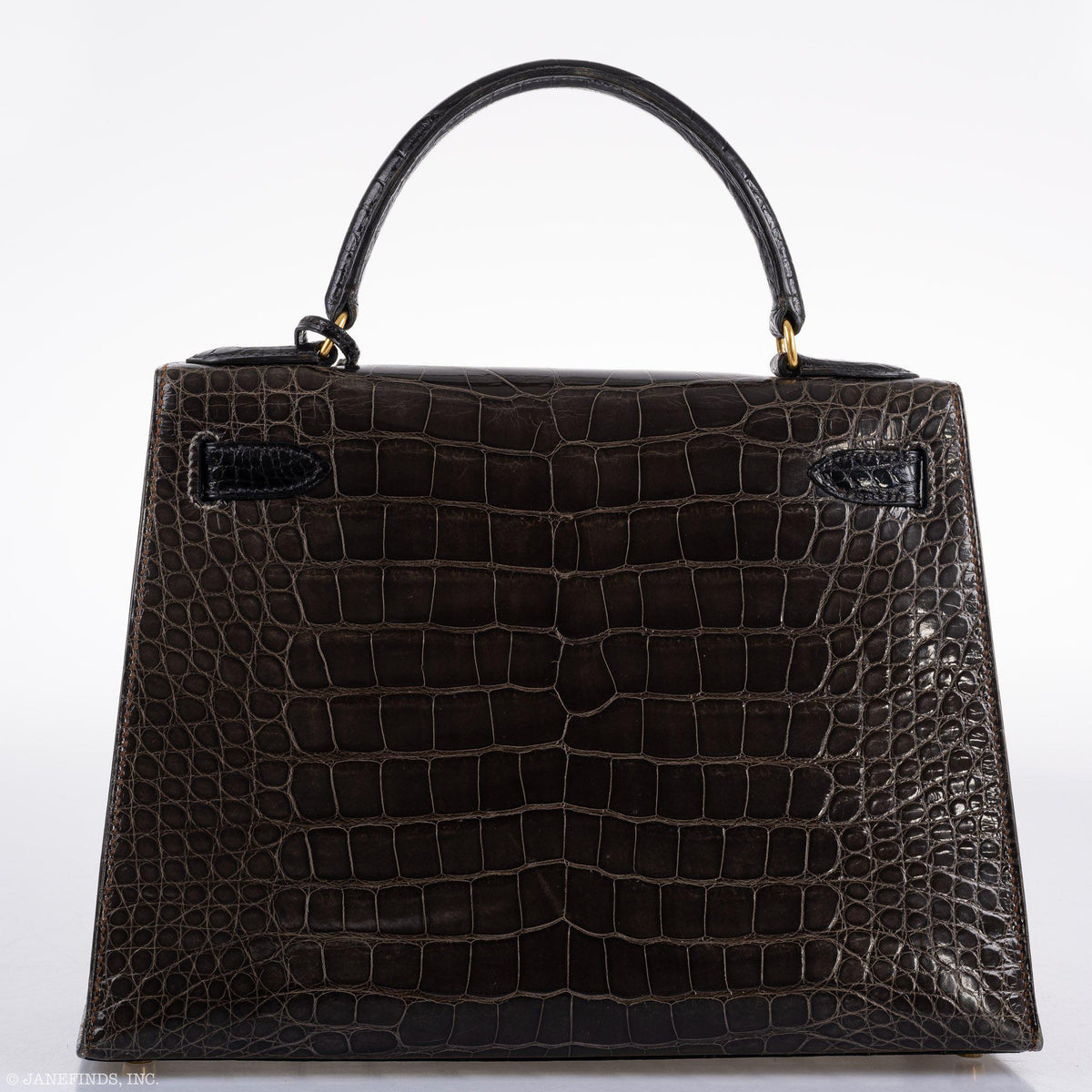 Hermes Kelly 28 Sellier Miel, Graphite & Black Alligator with Gold Hardware Hermes