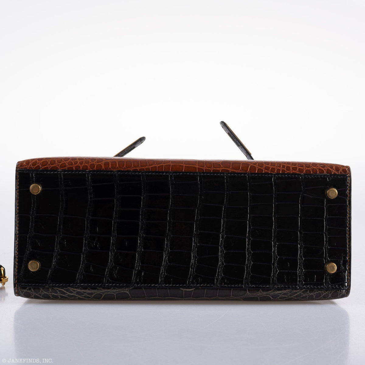Hermes Kelly 28 Sellier Miel, Graphite & Black Alligator with Gold Hardware Hermes