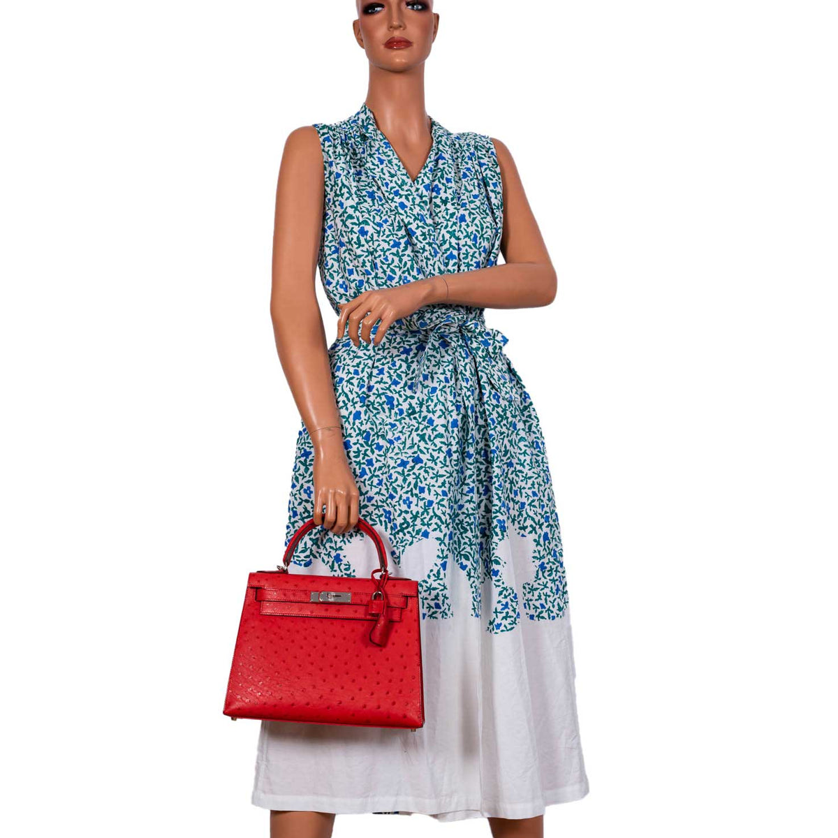 Hermes Kelly 28 Sellier Rouge Vif Ostrich with Palladium Hardware Hermes