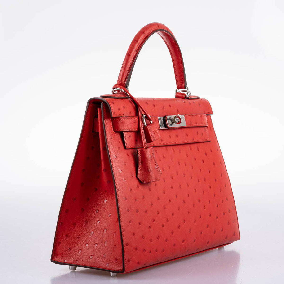 Hermes Kelly 28 Sellier Rouge Vif Ostrich with Palladium Hardware Hermes