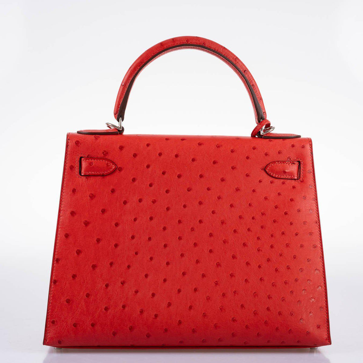 Hermes Kelly 28 Sellier Rouge Vif Ostrich with Palladium Hardware Hermes