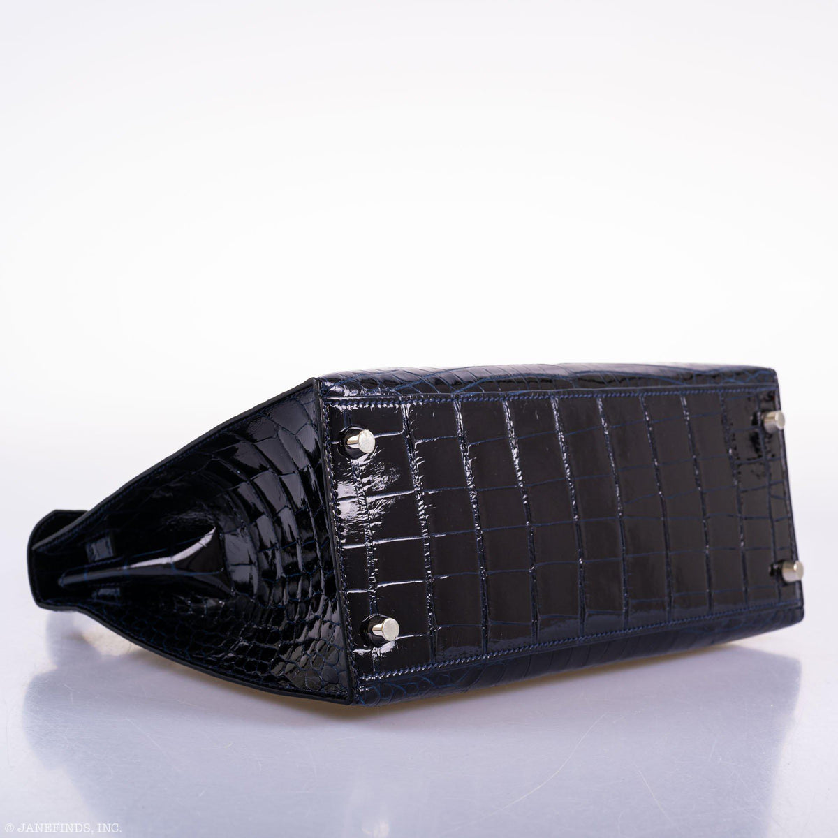 Hermes Kelly 28 Sellier Verso Blue Marine Nilo Crocodile & Rose Scheherazade Palladium Hardware Hermes