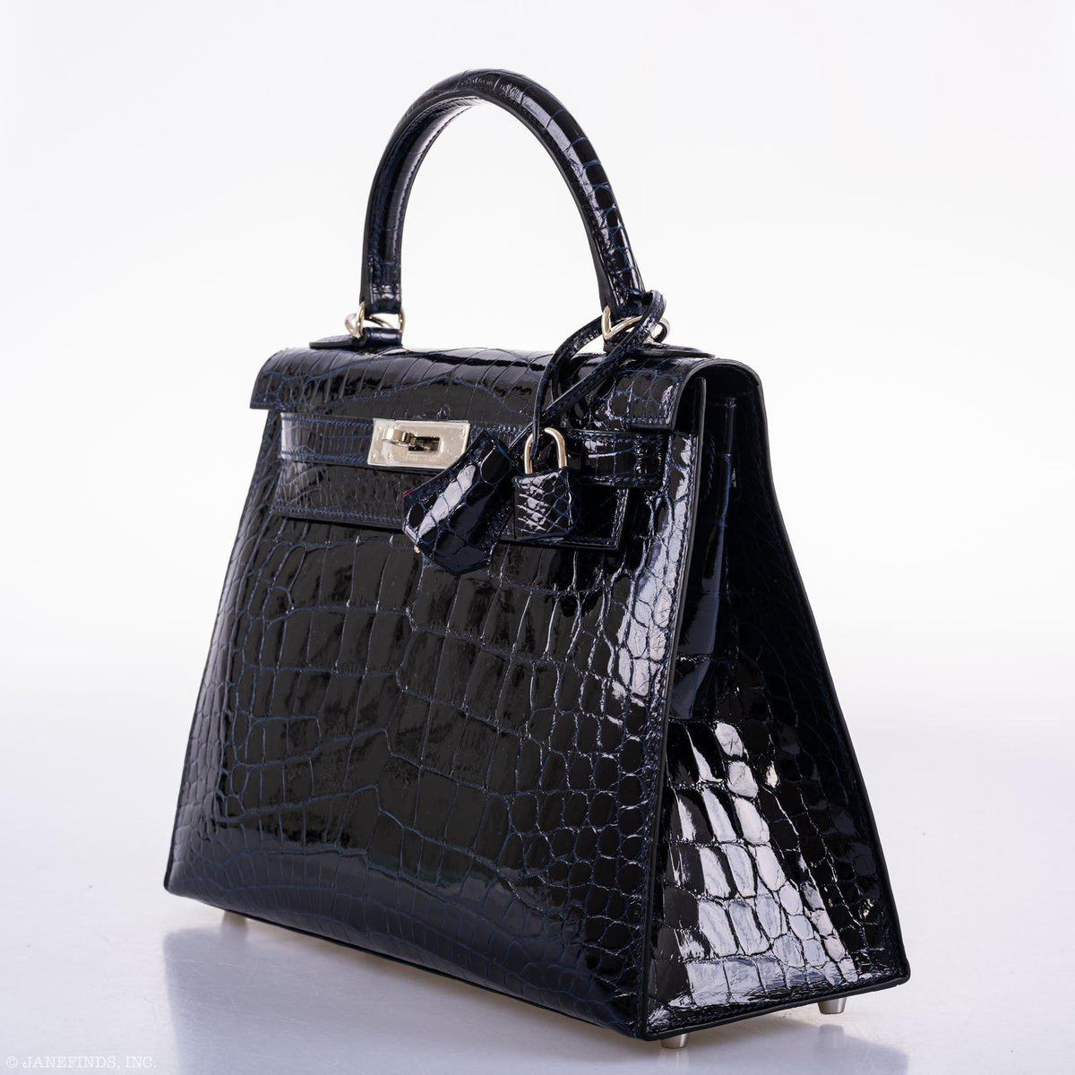 Hermes Kelly 28 Sellier Verso Blue Marine Nilo Crocodile & Rose Scheherazade Palladium Hardware Hermes