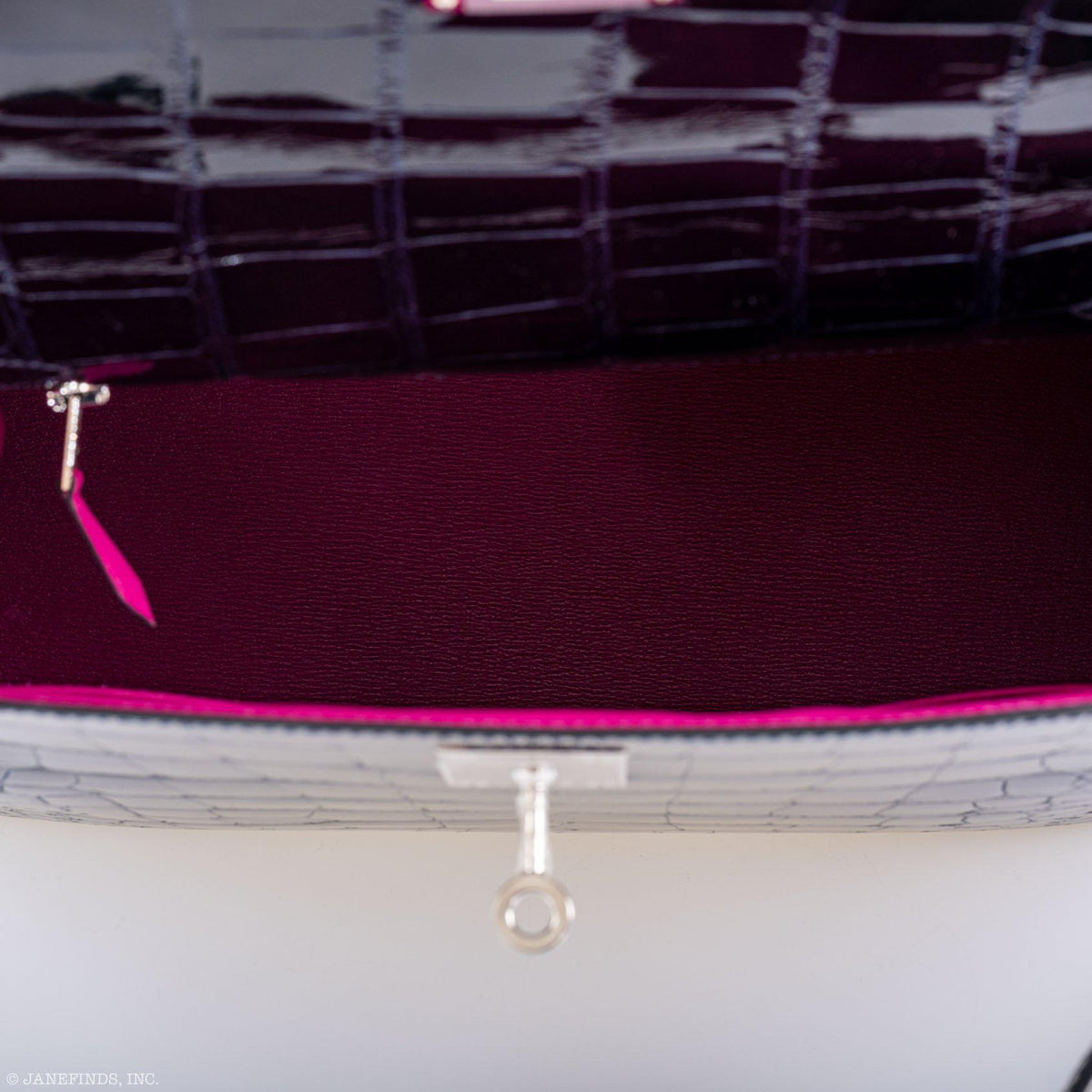 Hermes Kelly 28 Sellier Verso Blue Marine Nilo Crocodile & Rose Scheherazade Palladium Hardware Hermes