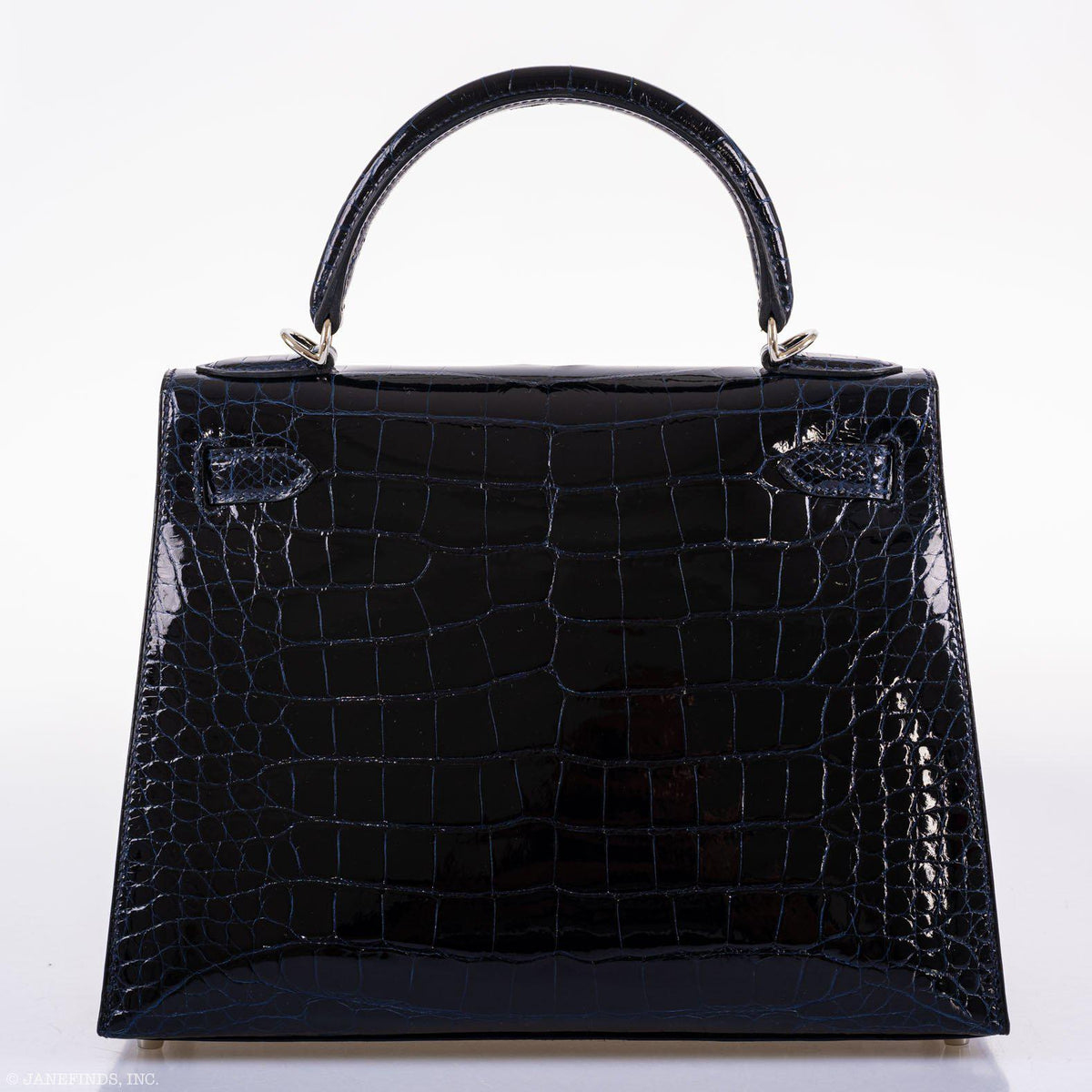 Hermes Kelly 28 Sellier Verso Blue Marine Nilo Crocodile & Rose Scheherazade Palladium Hardware Hermes