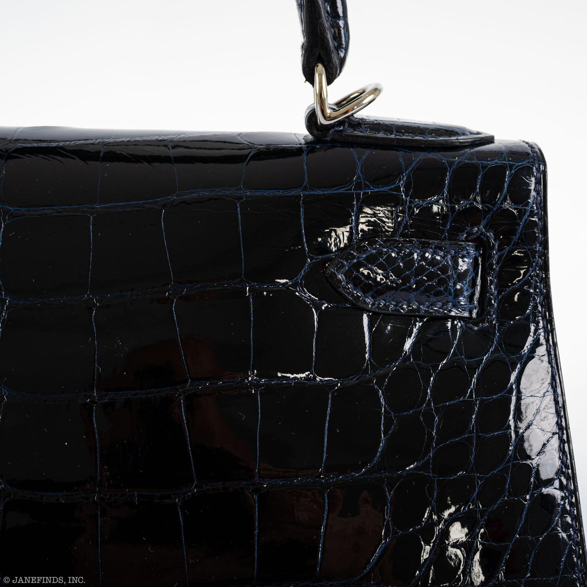 Hermes Kelly 28 Sellier Verso Blue Marine Nilo Crocodile & Rose Scheherazade Palladium Hardware Hermes