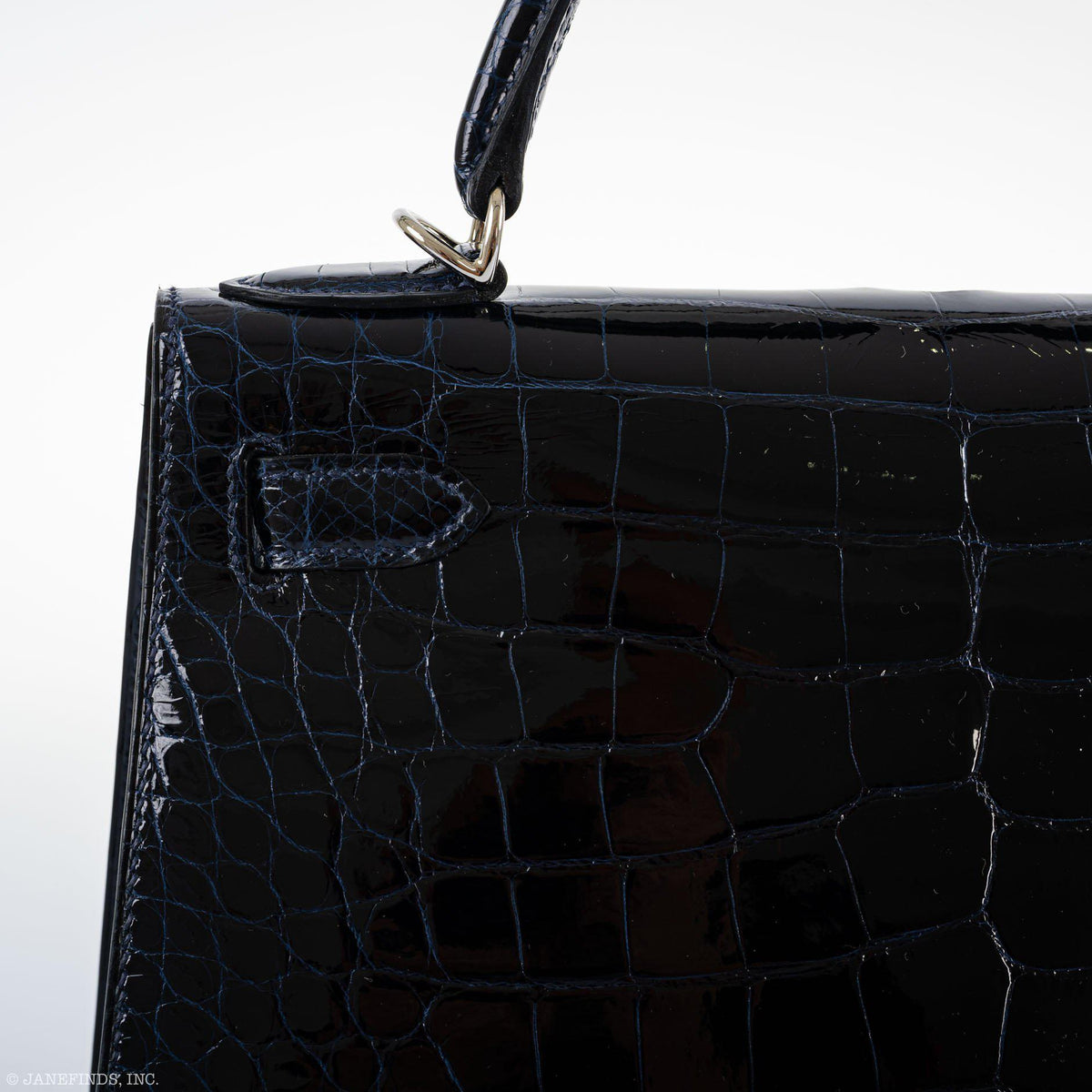 Hermes Kelly 28 Sellier Verso Blue Marine Nilo Crocodile & Rose Scheherazade Palladium Hardware Hermes