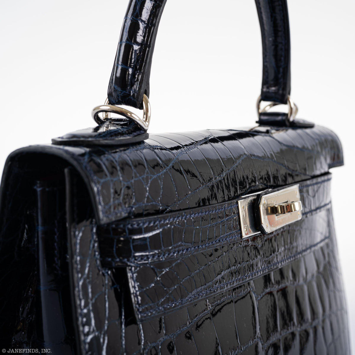 Hermes Kelly 28 Sellier Verso Blue Marine Nilo Crocodile & Rose Scheherazade Palladium Hardware Hermes