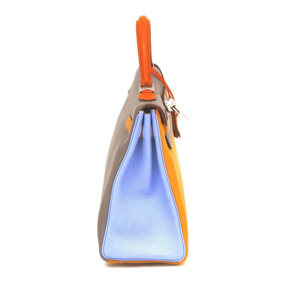 Hermes Kelly 32 Arlequin Limited Edition Multi Color Clemence Leather Palladium Hardware BagAg